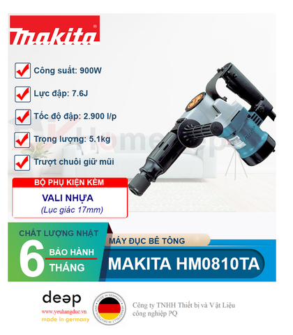  Máy đục bê tông Makita HM0810TA 900W   Piqi4 | Www.Thietbinhapkhau.Com | Công Ty PQ 