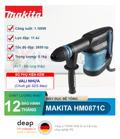  Máy đục bê tông Makita HM0871C 1100W   Piqi4 | Www.Thietbinhapkhau.Com | Công Ty PQ 