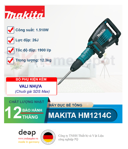  Máy đục bê tông Makita HM1214C 1510W   Piqi4 | Www.Thietbinhapkhau.Com | Công Ty PQ 