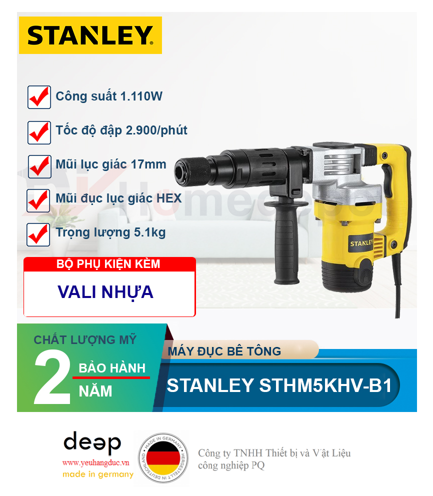 Máy đục bê tông Stanley STHM 5 17mm   Piqi4 | Www.Thietbinhapkhau.Com | Công Ty PQ 