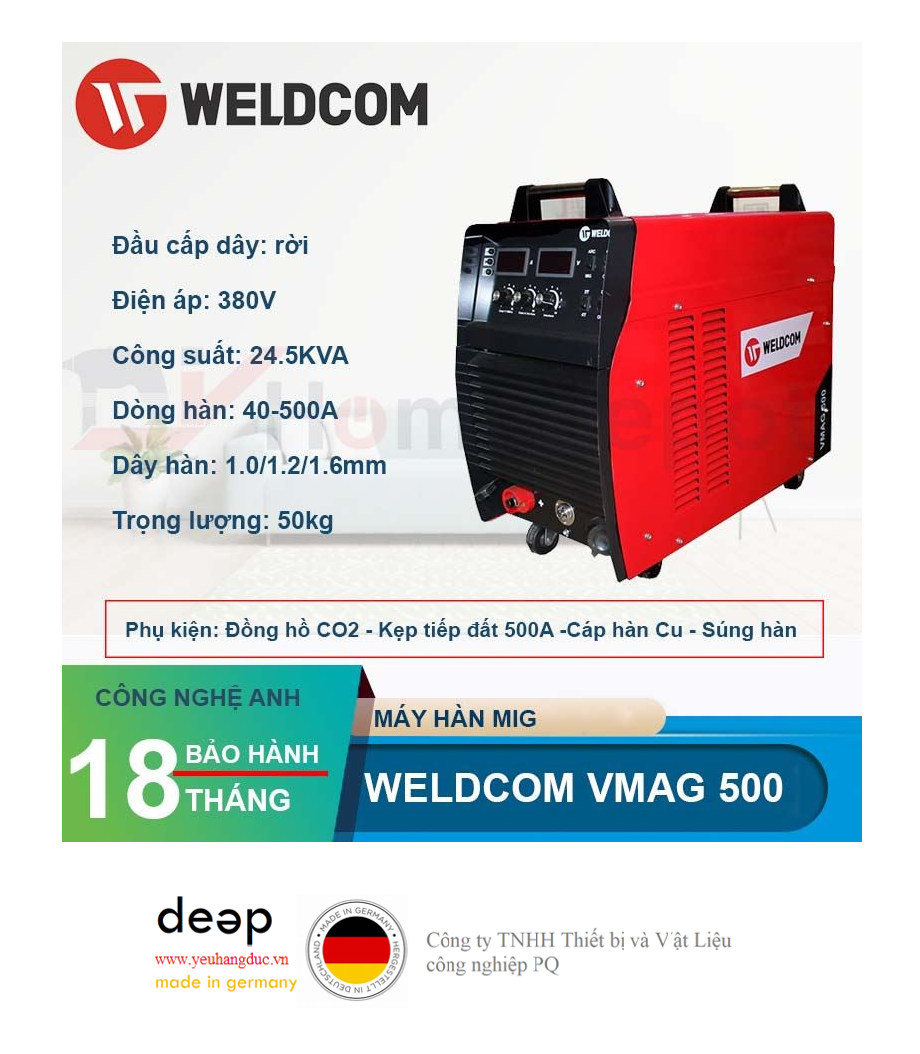 Máy hàn bán tự động Weldcom Vmag 500   Piqi4 | Www.Thietbinhapkhau.Com | Công Ty PQ 