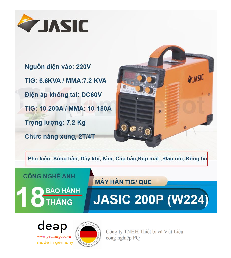 Máy hàn Jasic Tig 200P (W224)   Piqi4 | Www.Thietbinhapkhau.Com | Công Ty PQ 