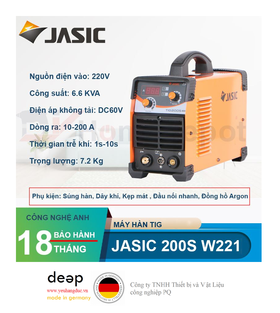 Máy hàn Jasic Tig 200S W221   Piqi4 | Www.Thietbinhapkhau.Com | Công Ty PQ 