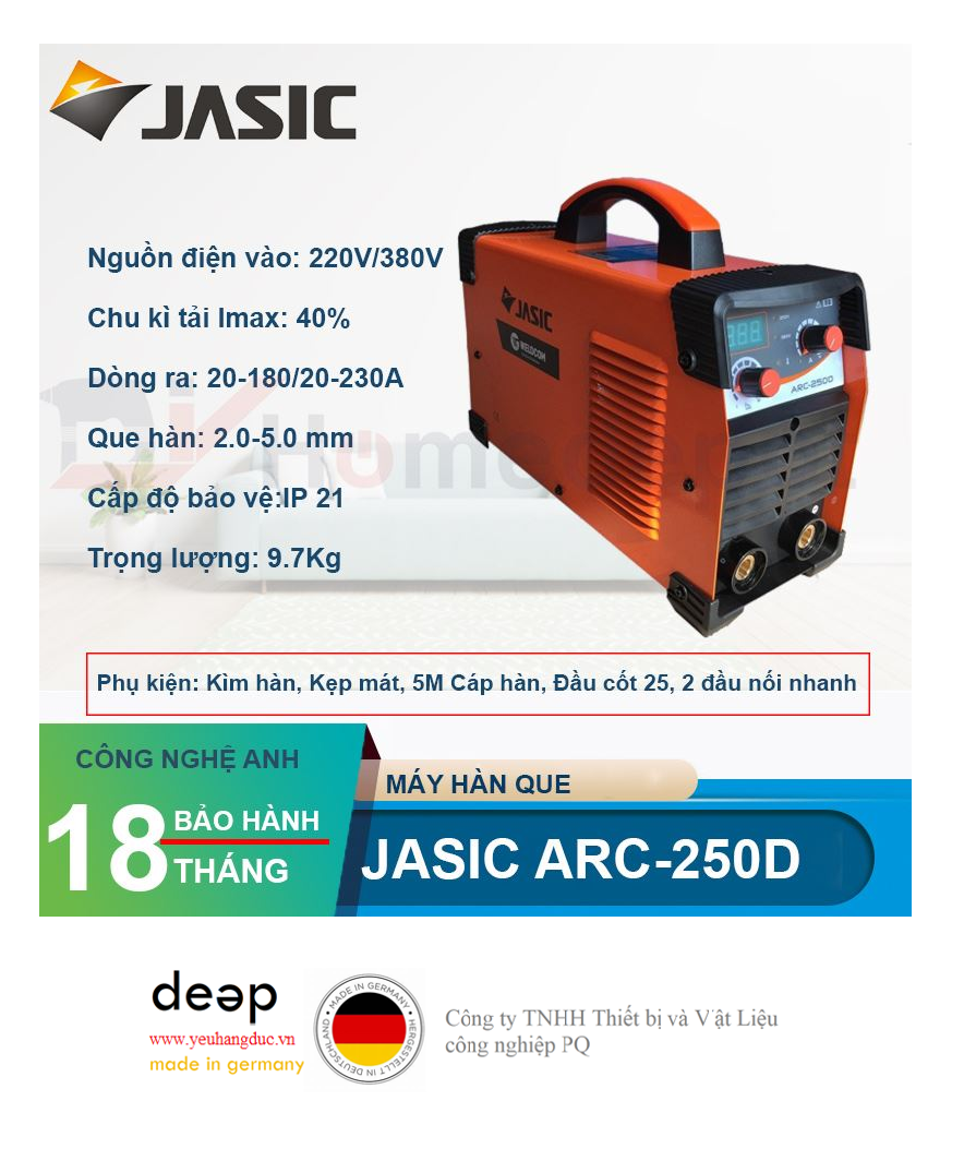 Máy hàn que Jasic ARC-250D   Piqi4 | Www.Thietbinhapkhau.Com | Công Ty PQ 