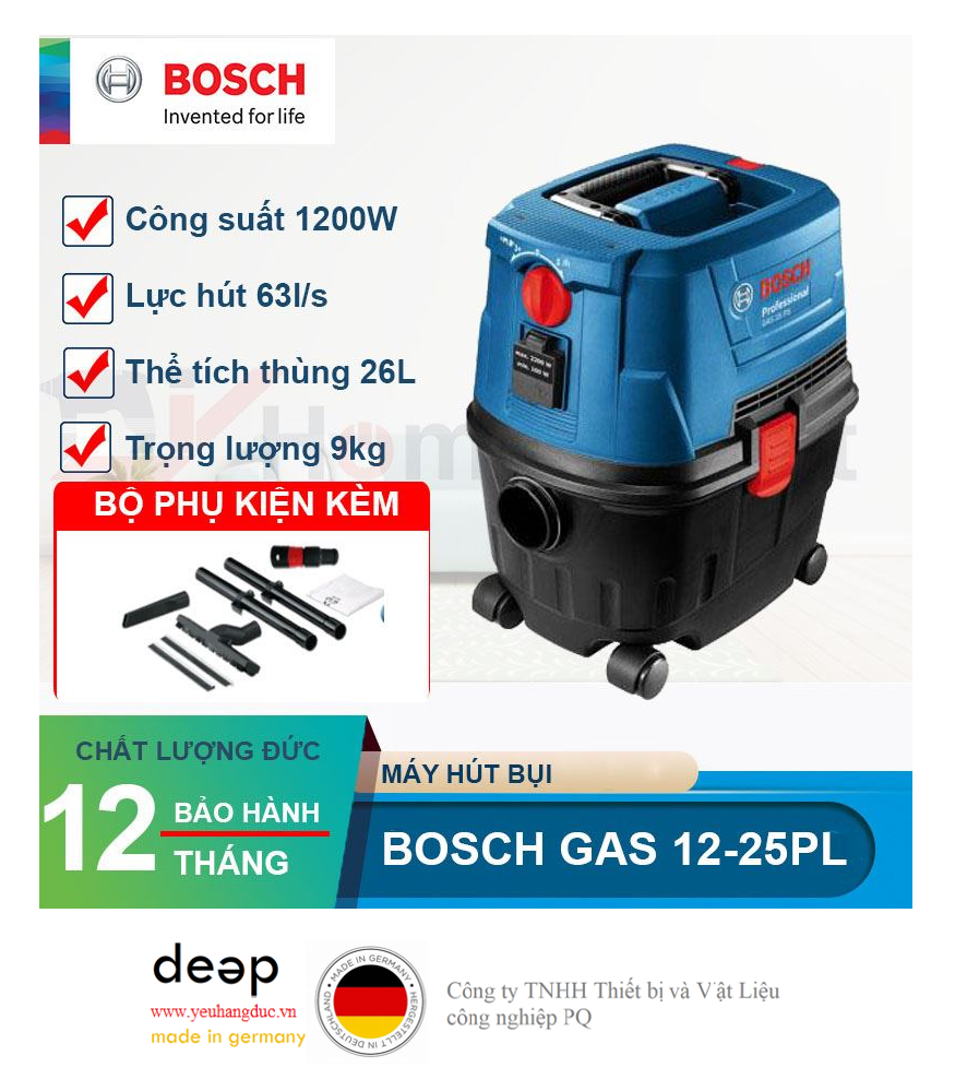 Máy hút bụi Bosch GAS 12-25 PL   Piqi4 | Www.Thietbinhapkhau.Com | Công Ty PQ 