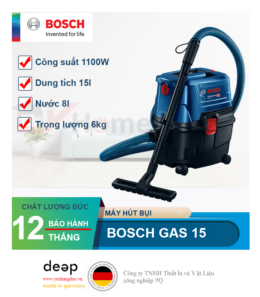 Máy hút bụi Bosch GAS 15   Piqi4 | Www.Thietbinhapkhau.Com | Công Ty PQ 