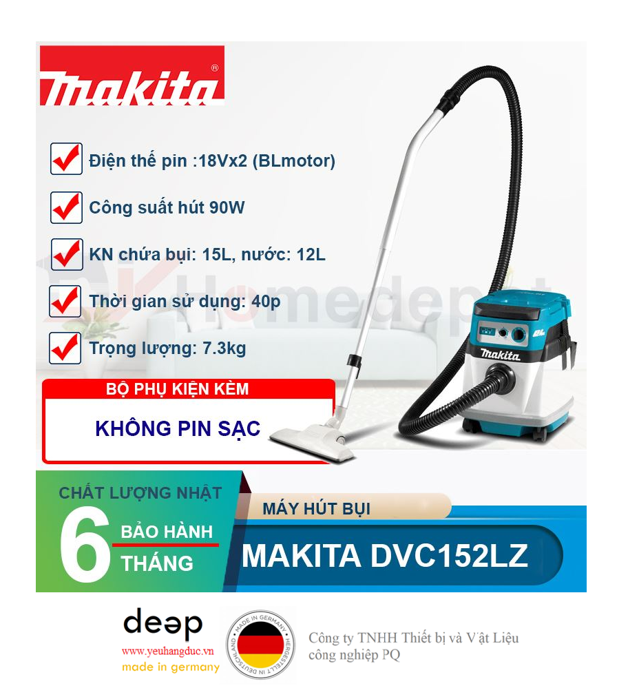 Máy hút bụi dùng pin Makita DVC152LZ   Piqi4 | Www.Thietbinhapkhau.Com | Công Ty PQ 