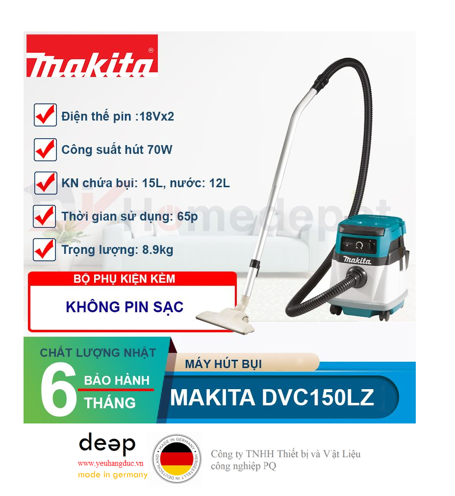 Máy hút bụi dùng pin và điện Makita DVC150LZ   Piqi4 | Www.Thietbinhapkhau.Com | Công Ty PQ 