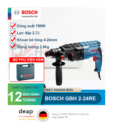  Máy khoan bê tông Bosch GBH 2-24 RE 790W   Piqi4 | Www.Thietbinhapkhau.Com | Công Ty PQ 