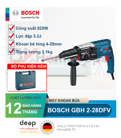  Máy khoan bê tông Bosch GBH 2-28 DFV 820W   Piqi4 | Www.Thietbinhapkhau.Com | Công Ty PQ 