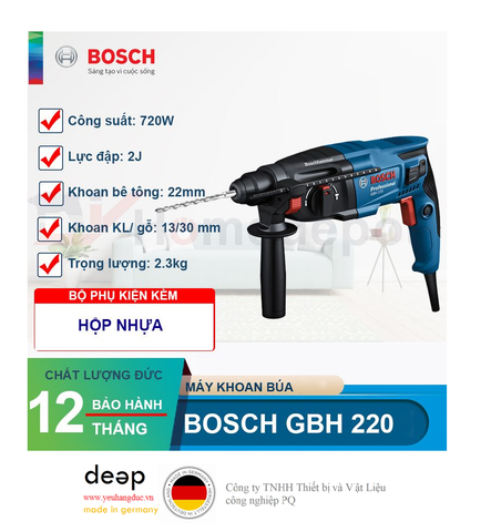  Máy khoan bê tông Bosch GBH 220 720W   Piqi4 | Www.Thietbinhapkhau.Com | Công Ty PQ 