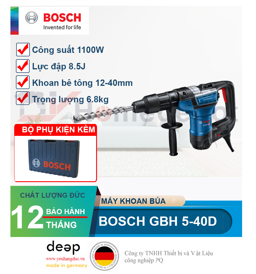 Máy khoan bê tông Bosch GBH 5-40D 1100W   Piqi4 | Www.Thietbinhapkhau.Com | Công Ty PQ 