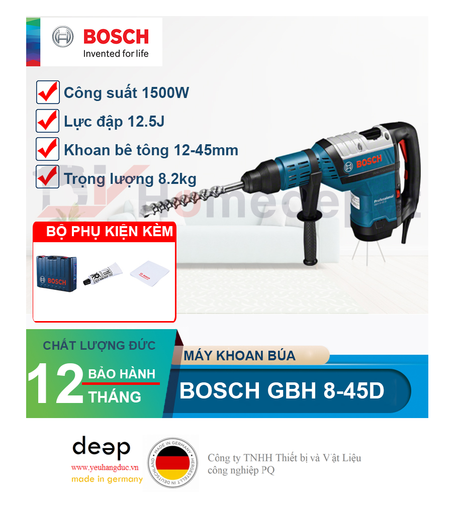 Máy khoan bê tông Bosch GBH 8-45D 1500WMáy khoan bê tông Bosch GBH 8-45D 1500W