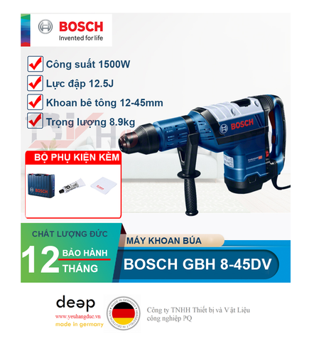  Máy khoan bê tông Bosch GBH 8-45DV 1500W   Piqi4 | Www.Thietbinhapkhau.Com | Công Ty PQ 