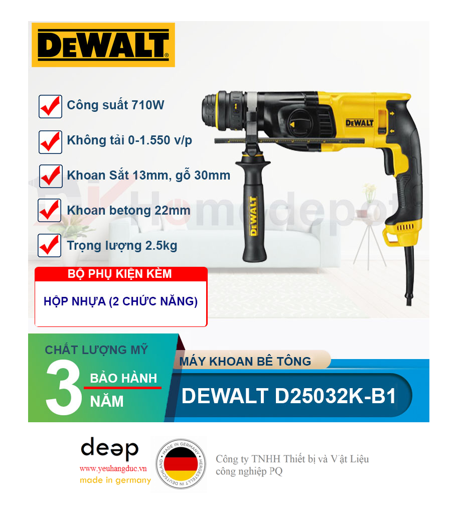 Máy khoan bê tông Dewalt D25032K-B1   Piqi4 | Www.Thietbinhapkhau.Com | Công Ty PQ 
