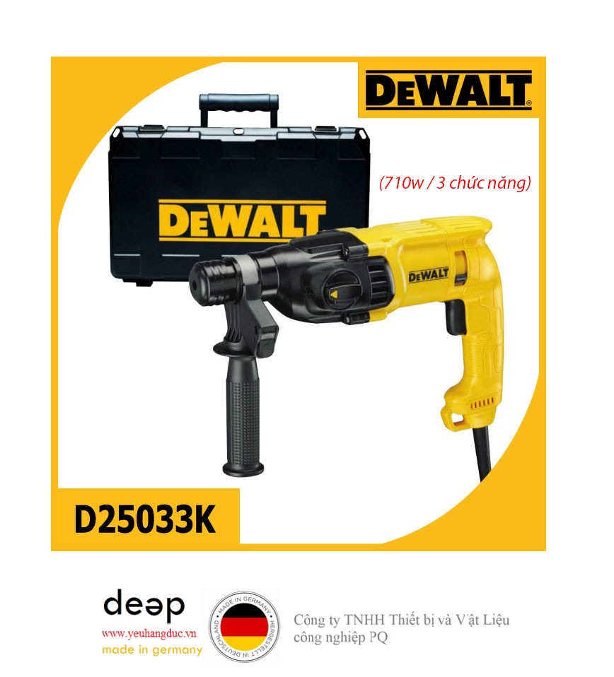 Máy khoan bê tông Dewalt D25033K (3 chức năng)   Piqi4 | Www.Thietbinhapkhau.Com | Công Ty PQ 
