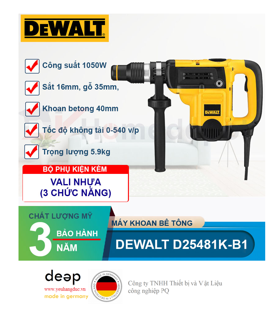 Máy khoan bê tông Dewalt D25481K-B1   Piqi4 | Www.Thietbinhapkhau.Com | Công Ty PQ 
