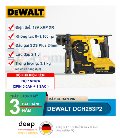  Máy khoan bê tông dùng pin Dewalt DCH253P2-KR   Piqi4 | Www.Thietbinhapkhau.Com | Công Ty PQ 