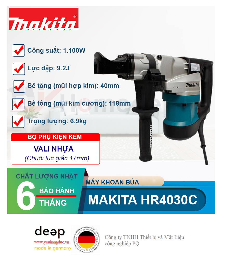 Máy khoan bê tông Makita HR4030C   Piqi4 | Www.Thietbinhapkhau.Com | Công Ty PQ 