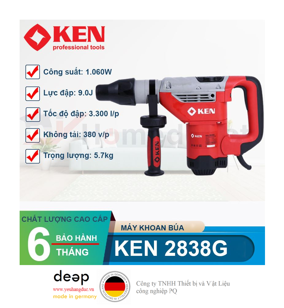 Máy khoan búa 1060w Ken 2838G (2 chức năng)   Piqi4 | Www.Thietbinhapkhau.Com | Công Ty PQ 