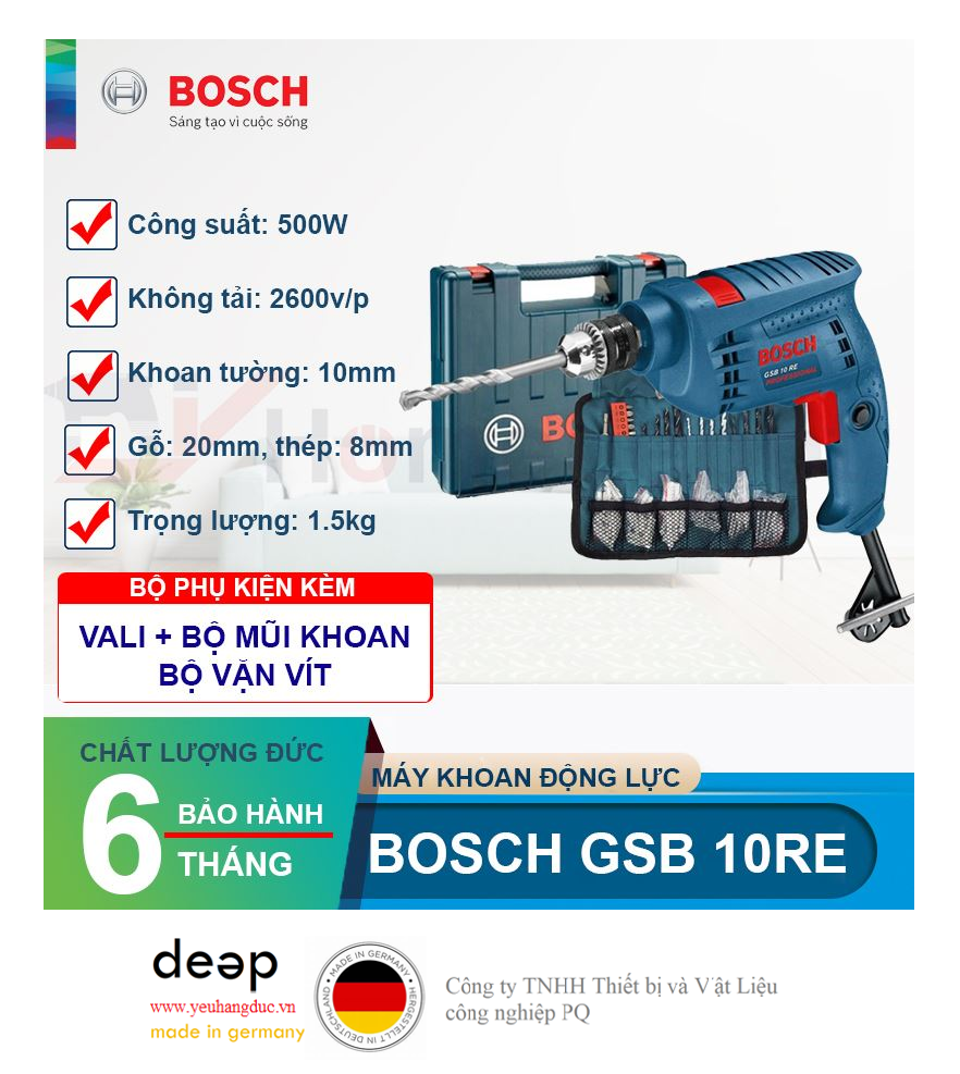 Máy khoan động lực Bosch GSB 10 RE 2 + 97 chi tiết   Piqi4 | Www.Thietbinhapkhau.Com | Công Ty PQ 