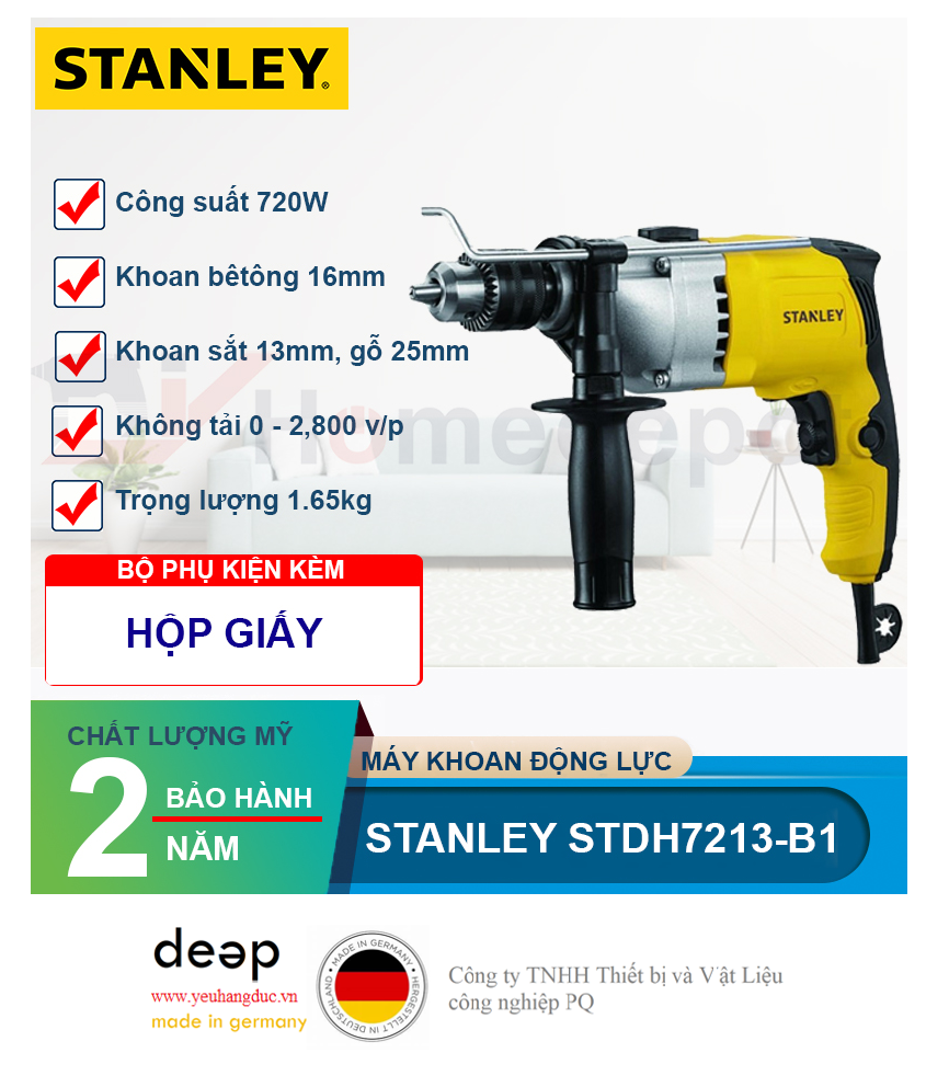 Máy khoan động lực Stanley Stel STDH7213   Piqi4 | Www.Thietbinhapkhau.Com | Công Ty PQ 
