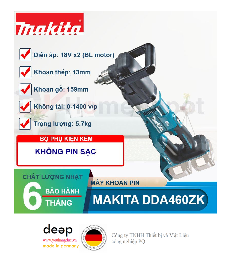 Máy khoan góc dùng pin DDA460ZK 18V   Piqi4 | Www.Thietbinhapkhau.Com | Công Ty PQ 