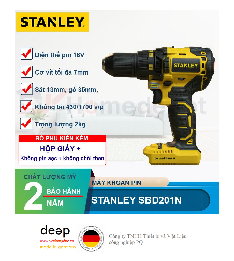 Máy khoan pin Stanley SBD201N 18V   Piqi4 | Www.Thietbinhapkhau.Com | Công Ty PQ 