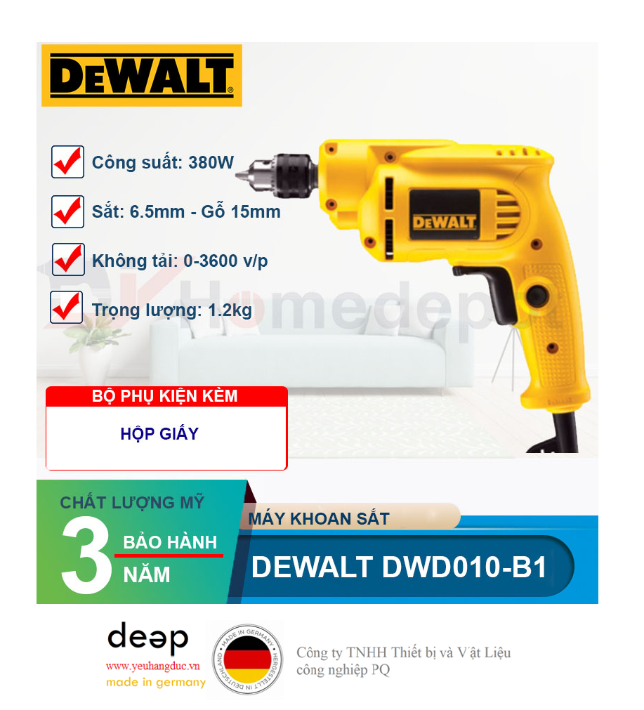 Máy khoan sắt DeWalt DWD010-B1   Piqi4 | Www.Thietbinhapkhau.Com | Công Ty PQ 