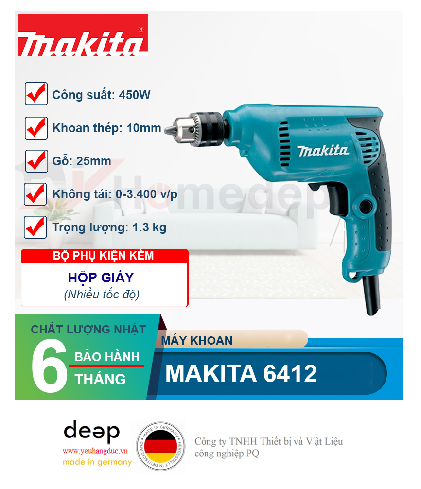 Máy khoan sắt Makita 6412   Piqi4 | Www.Thietbinhapkhau.Com | Công Ty PQ 
