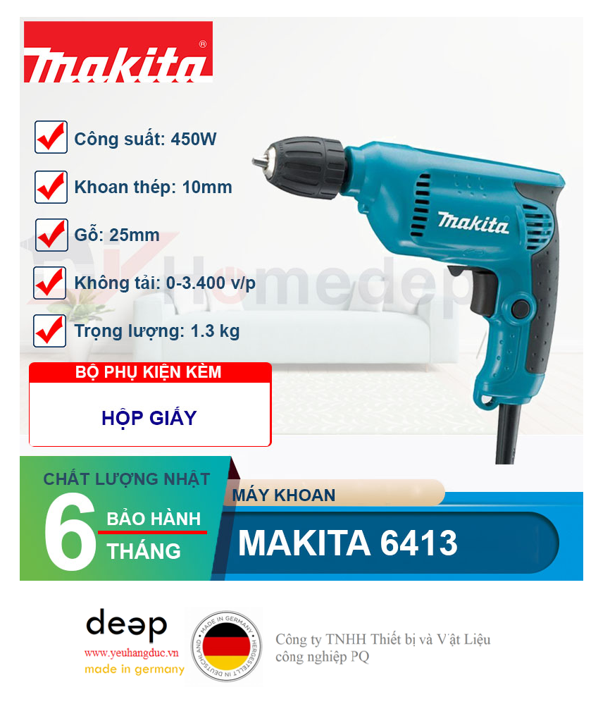 Máy khoan sắt Makita 6413   Piqi4 | Www.Thietbinhapkhau.Com | Công Ty PQ 