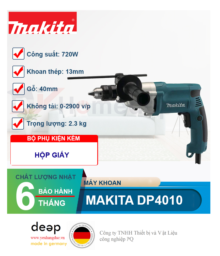 Máy khoan sắt Makita DP4010   Piqi4 | Www.Thietbinhapkhau.Com | Công Ty PQ 
