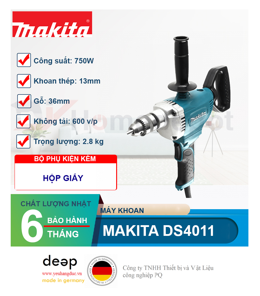 Máy khoan sắt Makita DS4011 13mm   Piqi4 | Www.Thietbinhapkhau.Com | Công Ty PQ 