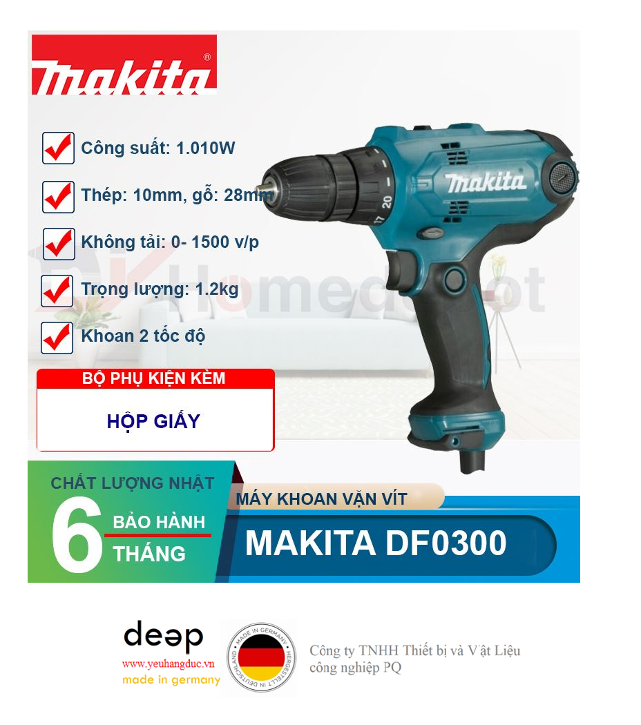 Máy khoan vặn vít dùng điện Makita DF0300   Piqi4 | Www.Thietbinhapkhau.Com | Công Ty PQ 