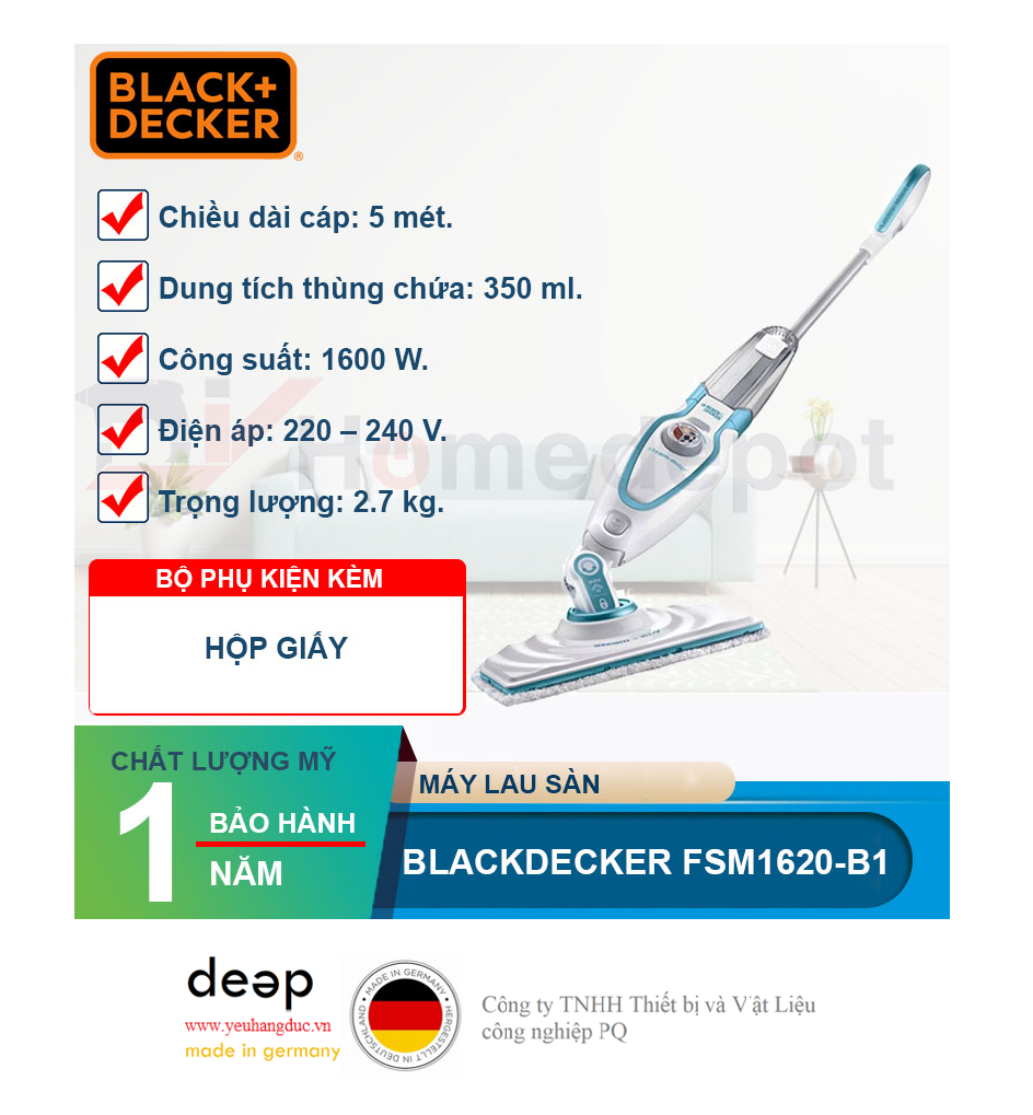 Máy lau sàn hơi nước Black&Decker FSM1620   Piqi4 | Www.Thietbinhapkhau.Com | Công Ty PQ 