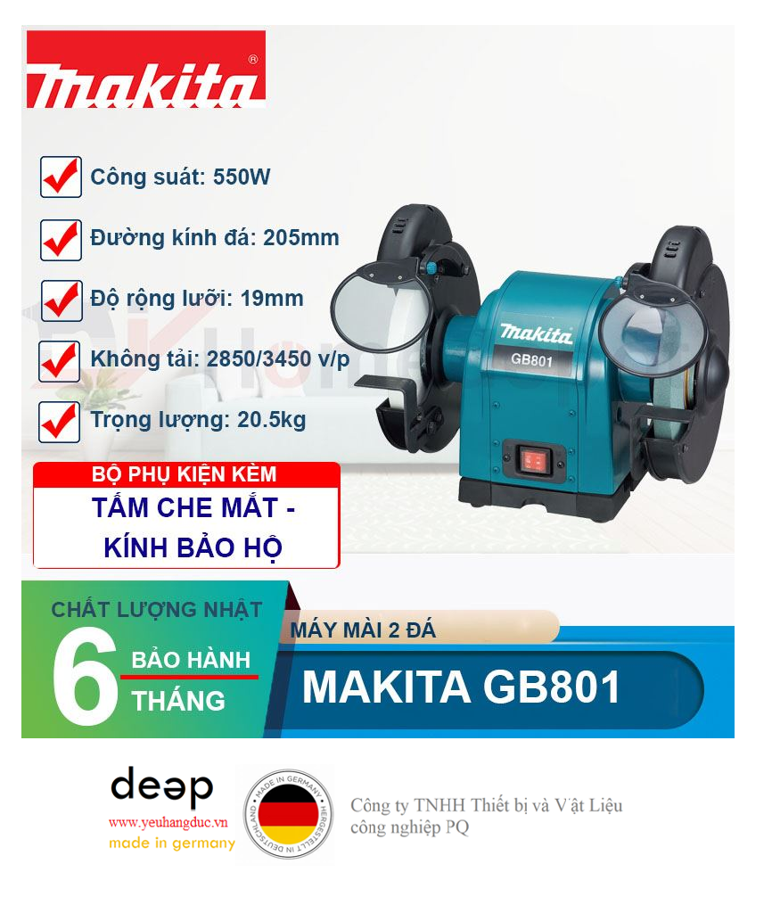 Máy mài 2 đá Makita GB801 550W   Piqi4 | Www.Thietbinhapkhau.Com | Công Ty PQ 