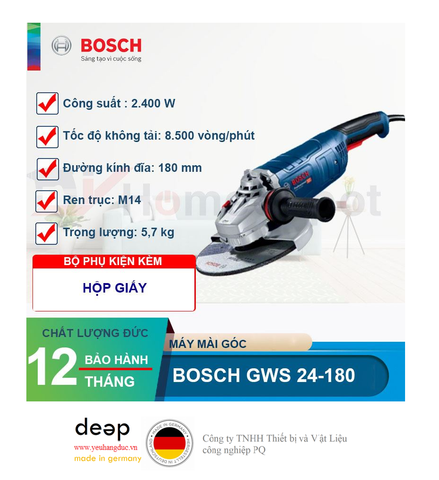  Máy mài góc Bosch GWS 24-180   Piqi4 | Www.Thietbinhapkhau.Com | Công Ty PQ 