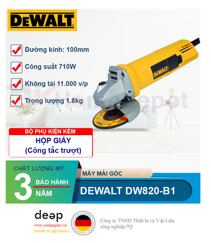  Máy mài góc Dewalt DW820-B1 (Công tắc trượt)   Piqi4 | Www.Thietbinhapkhau.Com | Công Ty PQ 