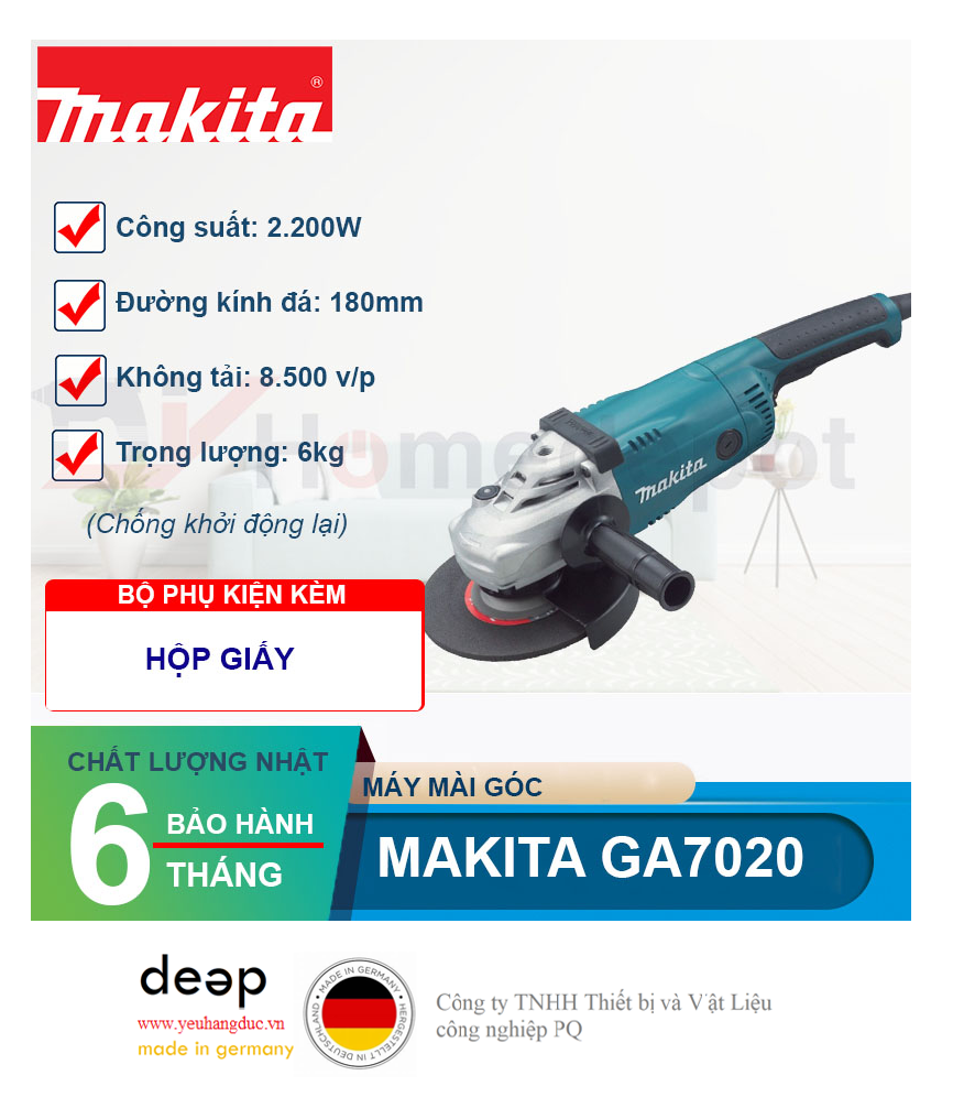 Máy mài góc Makita GA7020 2000W   Piqi4 | Www.Thietbinhapkhau.Com | Công Ty PQ 
