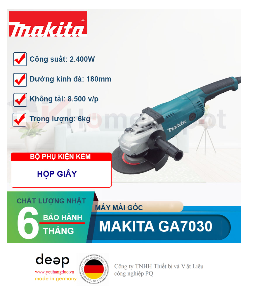 Máy mài góc Makita GA7030 2400W   Piqi4 | Www.Thietbinhapkhau.Com | Công Ty PQ 