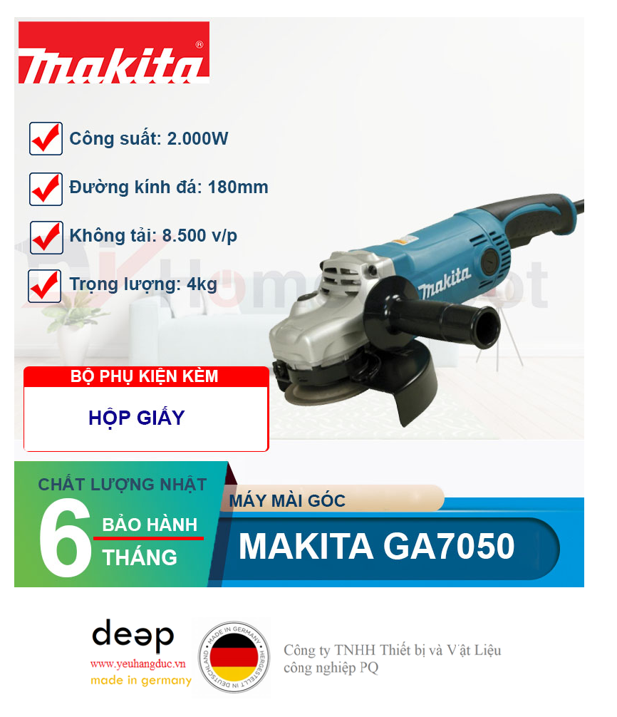 Máy mài góc Makita GA7050 2000W   Piqi4 | Www.Thietbinhapkhau.Com | Công Ty PQ 