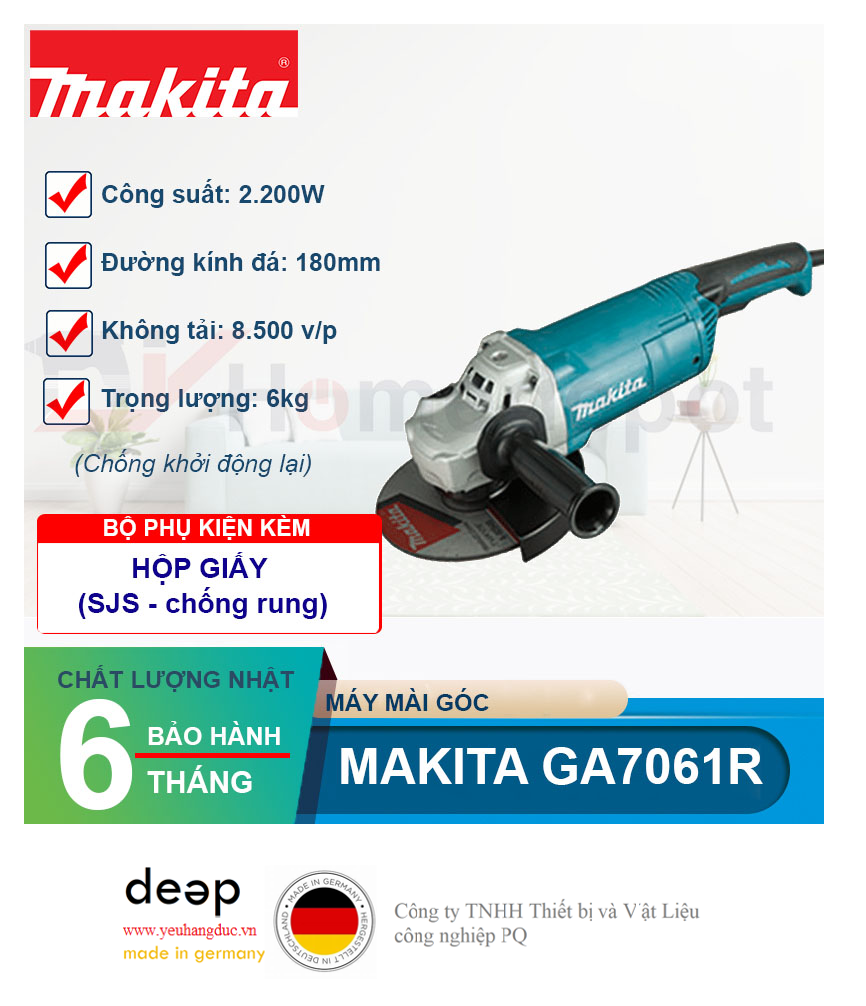 Máy mài góc Makita GA7061R 2200W   Piqi4 | Www.Thietbinhapkhau.Com | Công Ty PQ 