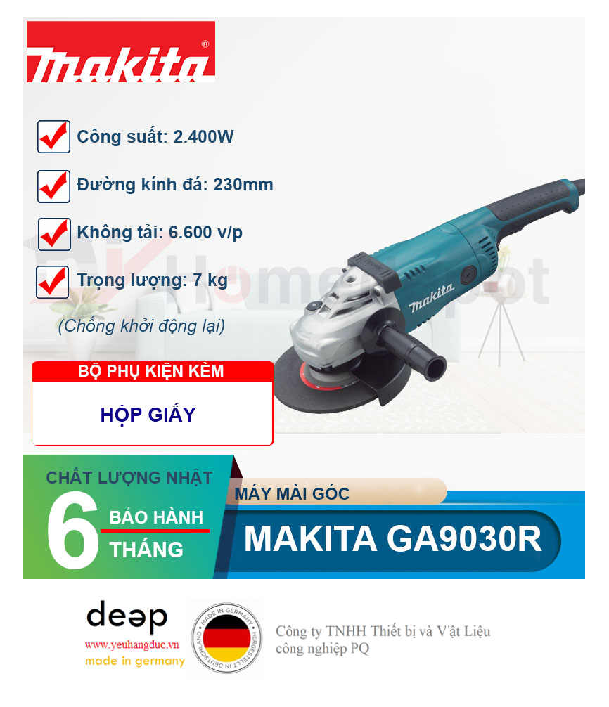 Máy mài góc Makita GA9030R 2400W   Piqi4 | Www.Thietbinhapkhau.Com | Công Ty PQ 