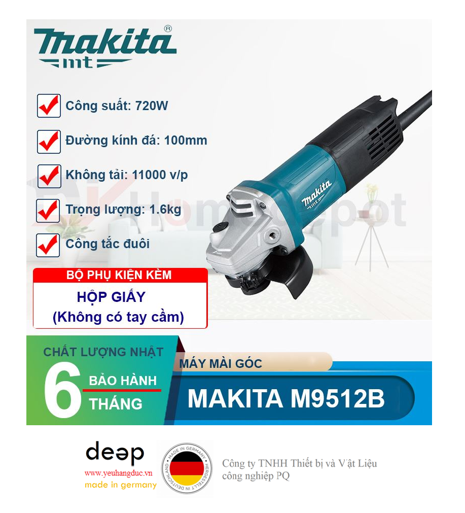 Máy Mài Góc Makita M9512B 720W   Piqi4 | Www.Thietbinhapkhau.Com | Công Ty PQ 