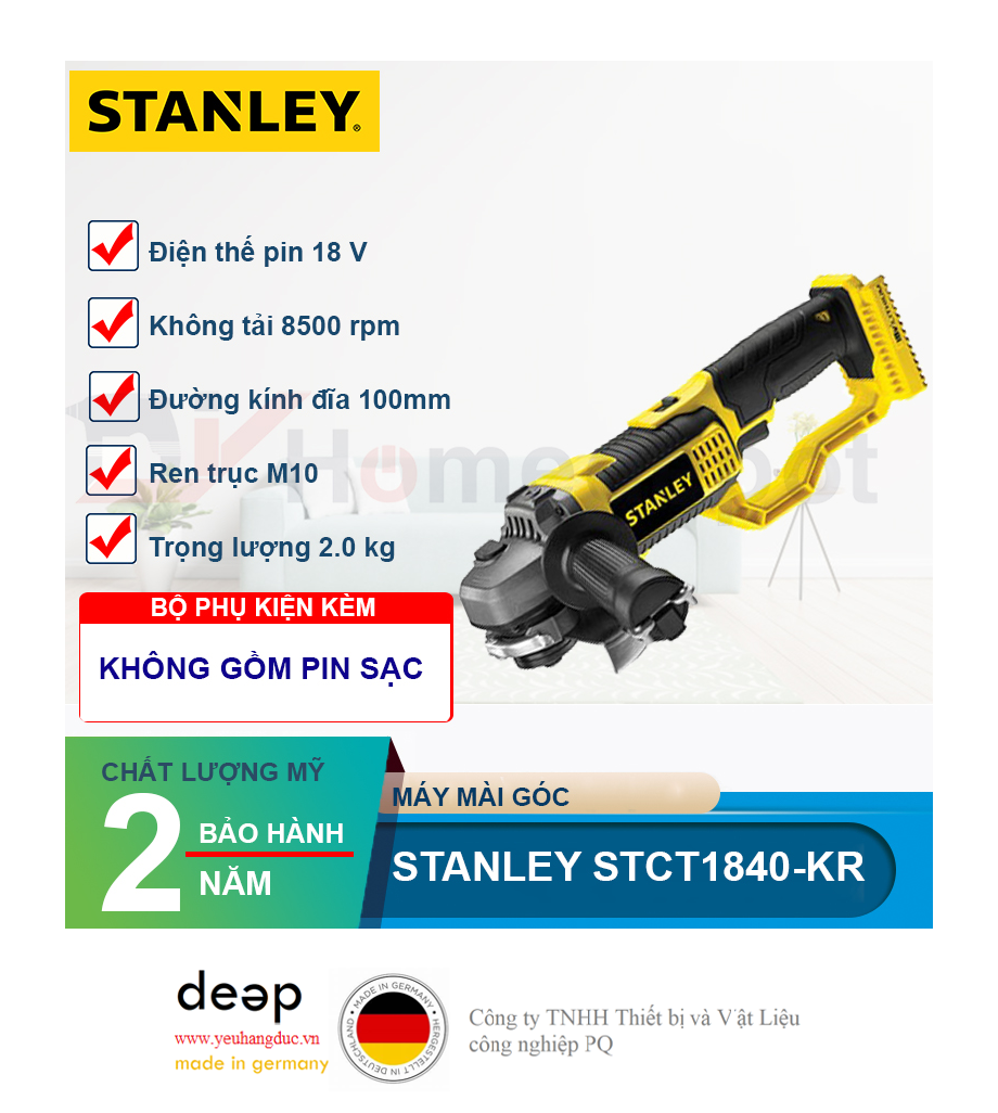 Máy mài góc pin Stanley STCT1840-KR 18V   Piqi4 | Www.Thietbinhapkhau.Com | Công Ty PQ 
