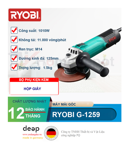  Máy mài góc Ryobi G-1259 1010W   Piqi4 | Www.Thietbinhapkhau.Com | Công Ty PQ 