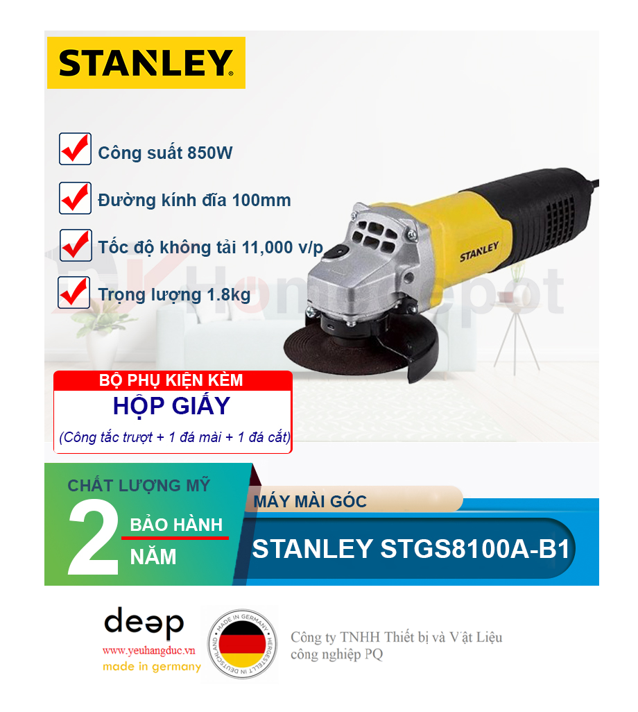 Máy mài góc Stanley STGS8100A   Piqi4 | Www.Thietbinhapkhau.Com | Công Ty PQ 