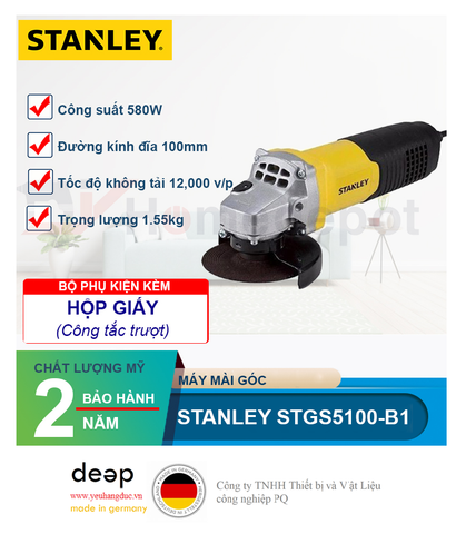  Máy mài góc Stanley STGS 5100 580W   Piqi4 | Www.Thietbinhapkhau.Com | Công Ty PQ 