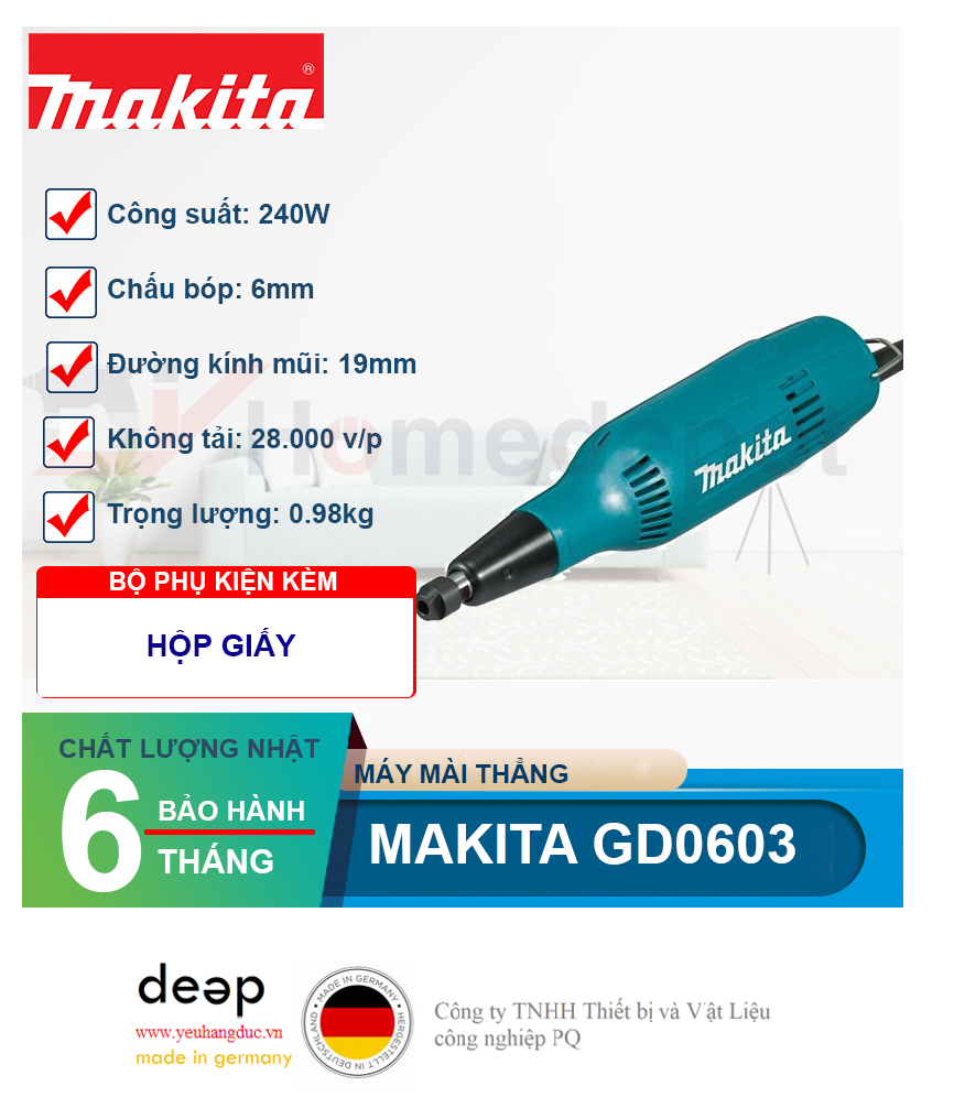 Máy mài khuôn Makita GD0603 240W   Piqi4 | Www.Thietbinhapkhau.Com | Công Ty PQ 