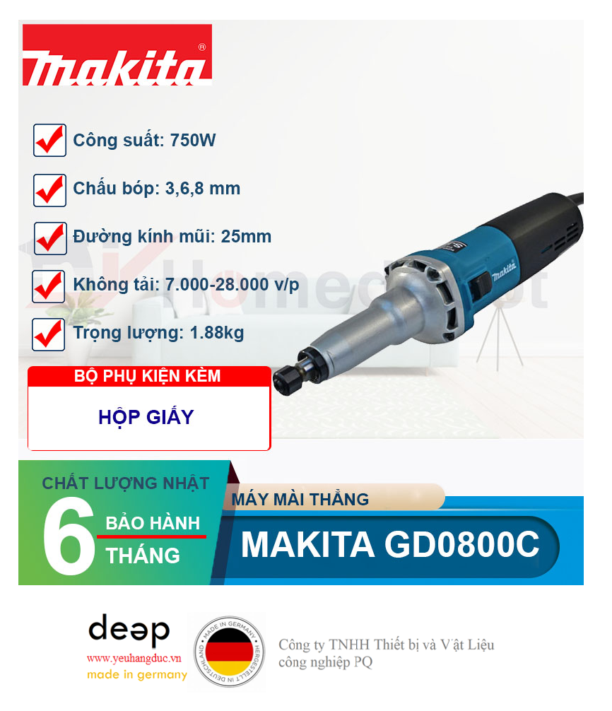 Máy mài khuôn Makita GD0800C 750W   Piqi4 | Www.Thietbinhapkhau.Com | Công Ty PQ 